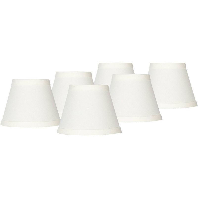 Springcrest Set of 6 Empire Chandelier Lamp Shades Cream Small 3" Top x 5" Bottom x 4" High Candelabra Clip-On Fitting, 1 of 9
