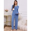 cheibear Women's Long Sleeve Button Down Tops with Pants Sleepwear Pajamas Sets - 3 of 4