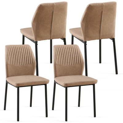 NicBex Dining Chair Set of 4 PU Leather Living Room Armless Chair with Metal Legs