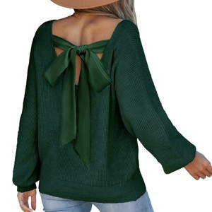 Women's Back Tie Knit Sweater with Elegant Bow Detail-Cupshe - 1 of 4