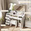 Vanity Desk with Large Mirror and Lights, Makeup Vanity with Charging Station, 3 Lighting Modes Adjustable Brightness - 2 of 4