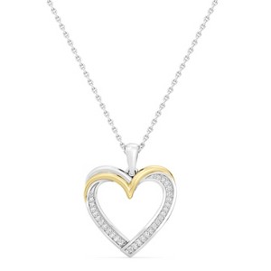 GILDED 1/10 ct Lab Grown Diamond Pendant Necklaces, SI1-SI2 Clarity, F-G Color, 14K Gold Plated Sterling Silver, 18" Chain - 1 of 4