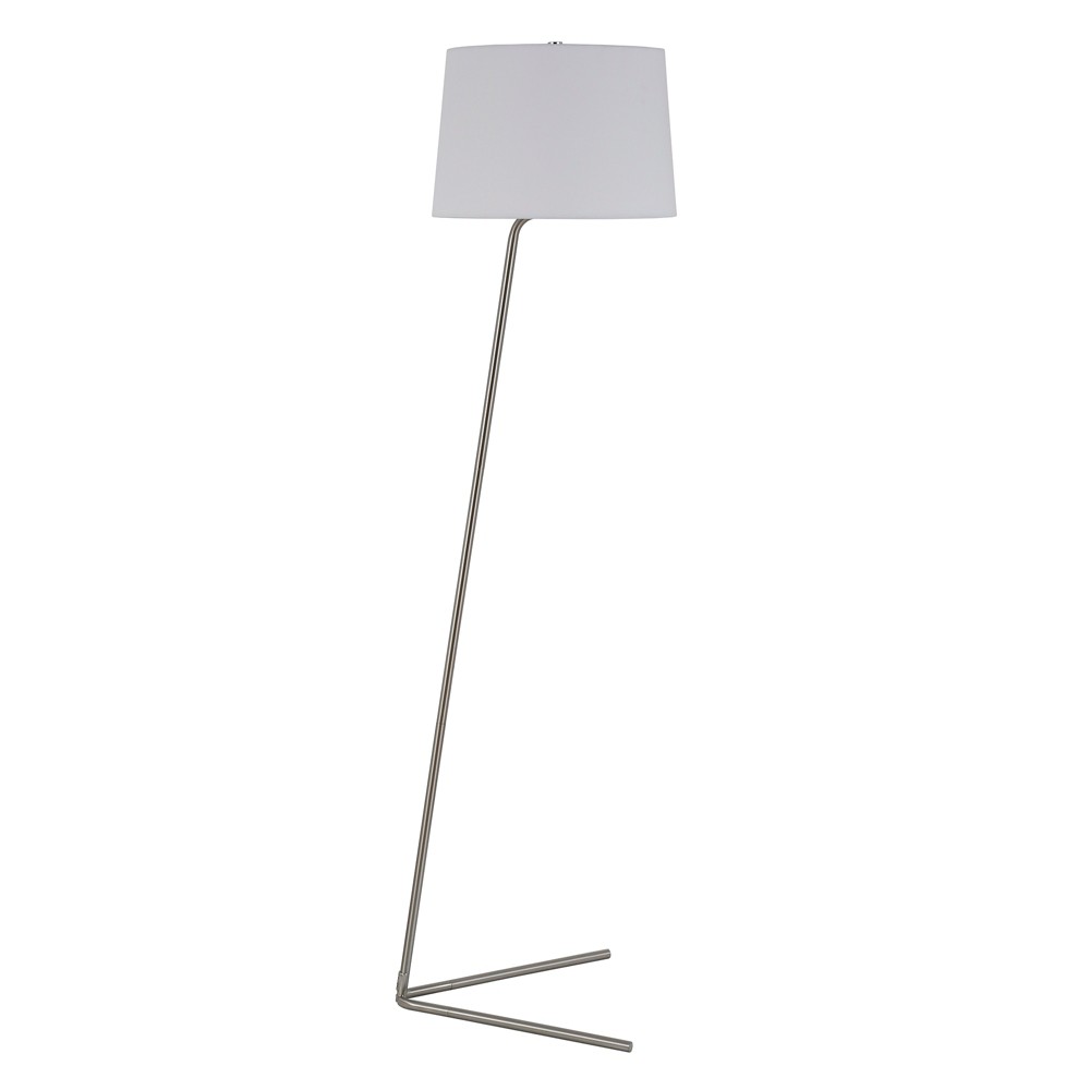 Photos - Floodlight / Street Light Hampton & Thyme Tilted Floor Lamp with Fabric Shade Brushed Nickel/White: