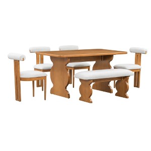 NicBex 6-Piece Dining Table Set with 4 Upholstered Dining Chairs and Bench,Modern 60 Inch Rectangle Kitchen Table Set for 4-6 Person - 1 of 4