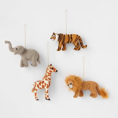 4pk Faux Fur Animal Christmas Tree Ornament Set - Wondershop™