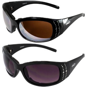 2 Pairs of Global Vision Eyewear Marilyn 2 Plus Safety Motorcycle Glasses with Brown Mirror, Smoke Lenses - 1 of 4