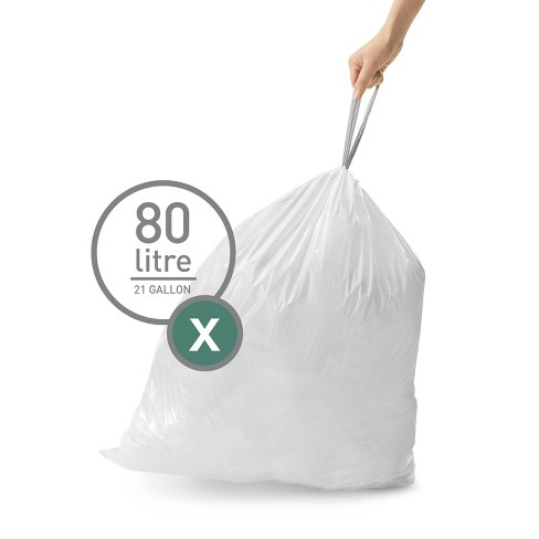 Simplehuman Code X Custom Fit Drawstring Trash Bags, 80 Liter