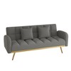 69-Inch Convertible Sofa Bed With 3-Gear Adjustable Sofa Teddy Fleece 2 Throw Pillows 2 In 1 Convertible Sleeper Sofa Bed - 4 of 4