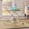 Bar Cart, 2 Tier Mobile Serving Cart, Rolling Metal Kitchen Cart with Glass Shelves, Beverage Small Bar Cart for Kitchen Living Room - 3 of 4