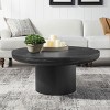 35" Modern Solid Wood Round End Table,Coffee Table With Oak Wood Veneer Tabletop,Small Space Side Table For Living Room Office-Coolbibila - 3 of 4