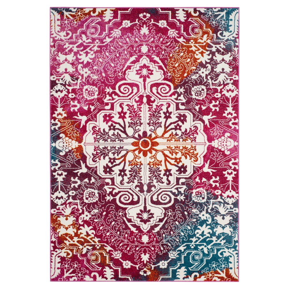 5'3inx7'6in Cherina Loomed Rug Ivory/Fuchsia - Safavieh