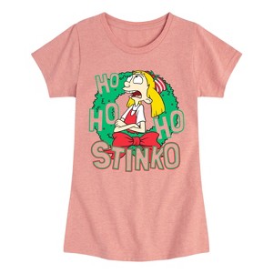 Girls' - Hey Arnold! - Ho Ho Ho Stinko Fitted Short Sleeve Graphic T-Shirt - 1 of 4