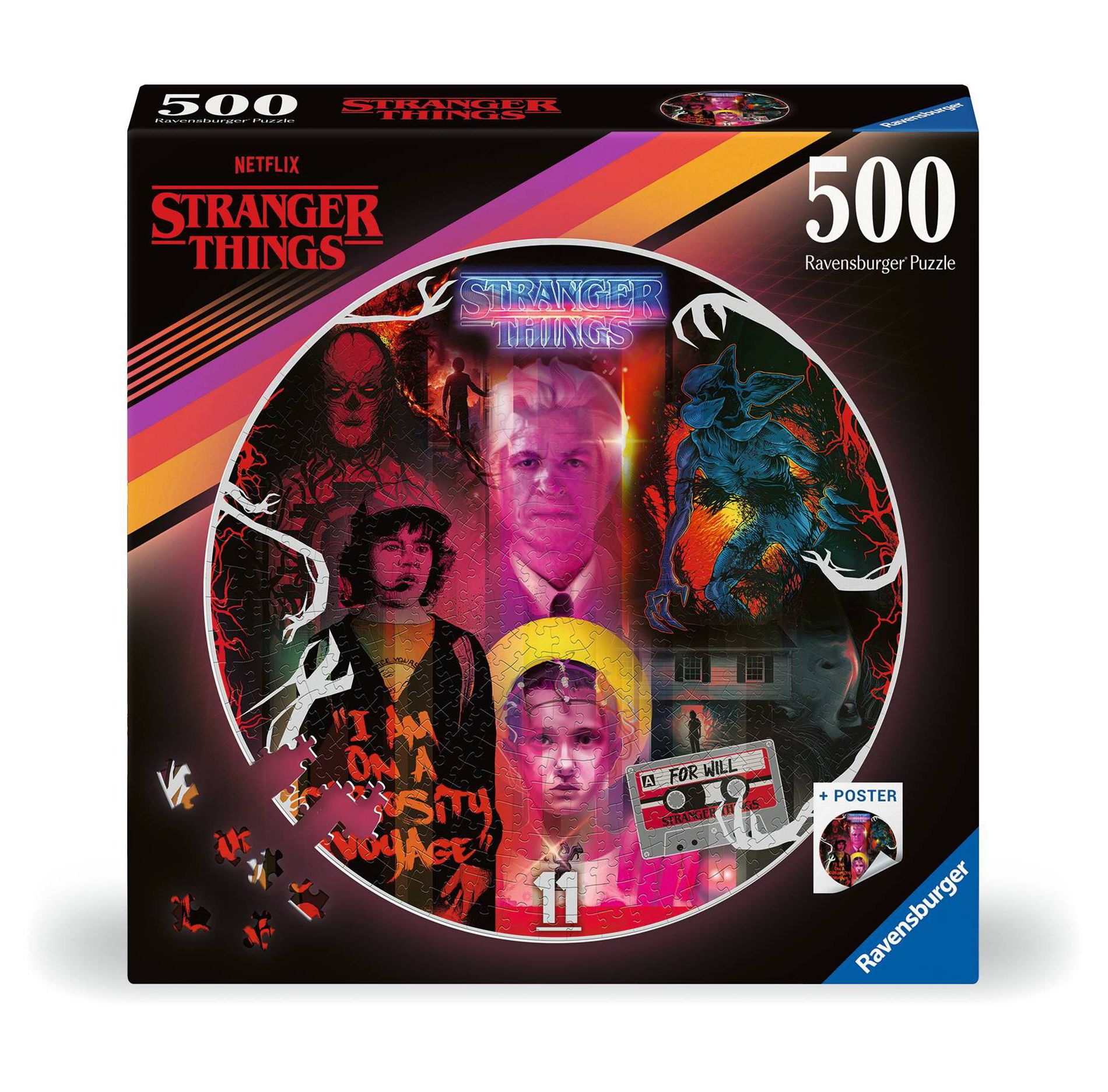 Ravensburger Stranger Things Round Jigsaw Puzzle - 500pc: Pop Culture Paperboard Puzzle for Creative Thinking