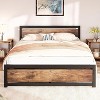 Full Size Bed Frame, Industrial Full Bed Platform, Wooden Headboard, Noise Free Mattress, No Box Spring Needed, Easy Assemble, Rustic Brown - 3 of 4