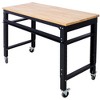 Steel Workbench with Rubber Wood Top and Adjustable Height and Rolling Wheels - 3 of 4