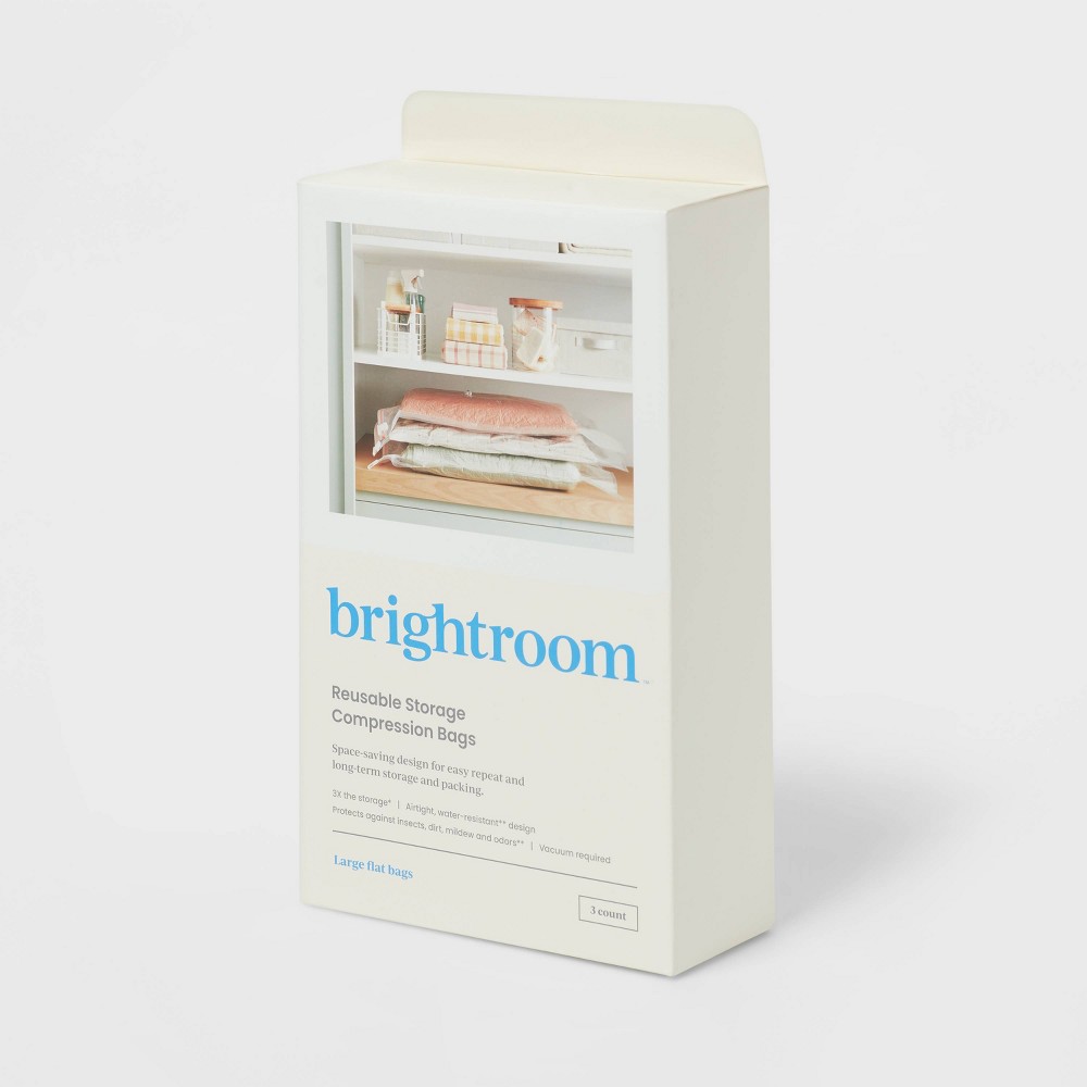 Large 3pc Compression Bags Clear - Brightroom™: Vacuum Seal Storage for Clothes & Bedding, Space Saver