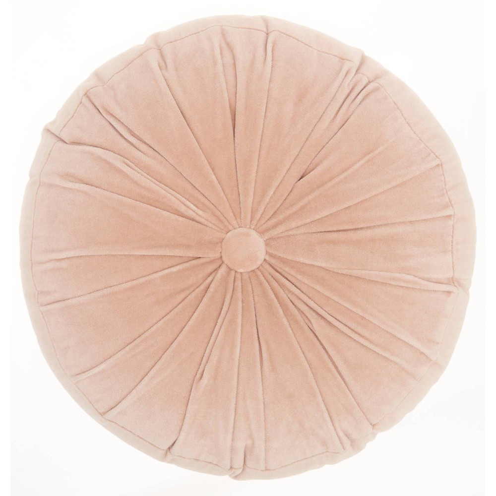 Mina Victory 16" Ruched Velvet Round Throw Pillow Blush: Luxury Glam Decorative Pillow, Indoor, Teen, Cotton Velvet