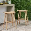 Pulaski 2pk Outdoor Acacia Wood Bar Stools with Wicker - Light Brown - Christopher Knight Home - 2 of 4