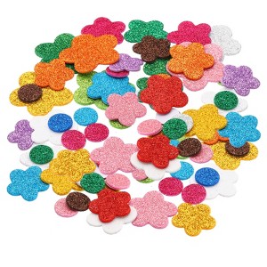 Unique Bargains Flower Circle Self-Adhesive Glitters Home Decor Card DIY Foam Stickers - 1 of 4