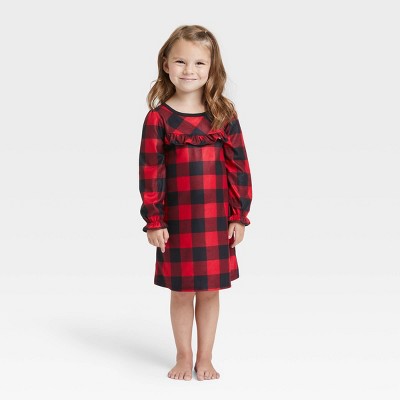 Toddler Holiday Buffalo Check Flannel Matching Family Pajama NightGown - Wondershop™ Red 2T