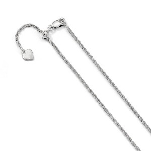 Black Bow Jewelry 1.5mm Rhodium Sterling Silver Adjustable Loose Rope Chain Necklace - 1 of 4