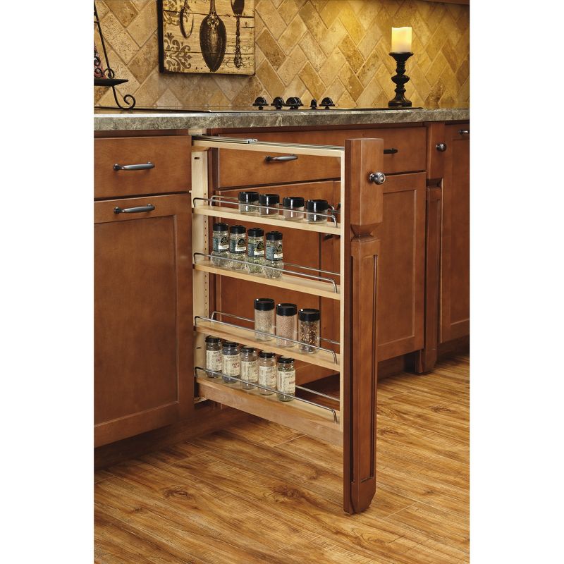 Rev-A-Shelf 432-BFBBSC-3C 3-Inch Base Cabinet Filler Soft Close Pullout Kitchen Wooden Spice Rack Holder Shelves for Storage Organization, 2 of 7