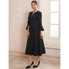 INSPIRE CHIC Women's Split Neck Bell 3/4 Sleeve Business Office Causal A-Line Midi Dresses - 2 of 4