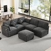 85.4" U-Shaped Modular Sectional Sofa Bed with Movable Ottoman & Built-in USB Ports, Free combination - 2 of 4