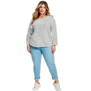 Avenue Women's Plus Size Aimee Stripe Top - 1 of 4