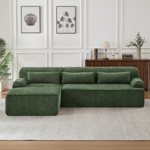 Chenille L-Shaped Sectional Sofa, Minimalist Comfy Sleeper Couch for Living Room, Apartment & Reception Spaces, No Assembly Required - 1 of 4