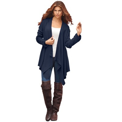 Roaman's Women's Plus Size Fine Gauge Handkerchief Hem Cardigan Sweater