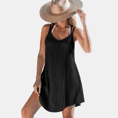 Women's White Dual Strap Eyelet Mini Cover-Up Dress - Cupshe