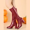 Allegra K Women's Halloween Round Toe Side Zip Block Heels Knee High Sock Boots - 2 of 4