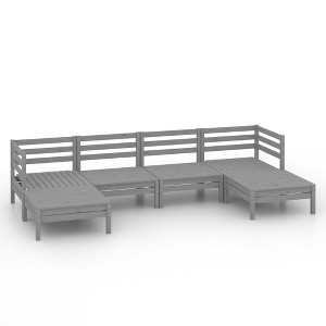 vidaXL Garden Lounge Set White Solid pine wood Up to six people Modular - Gray - 1 of 4
