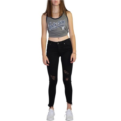 Articles of Society Womens Distressed Skinny Fit Jeans