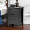 Costway Nightstand End Beside Sofa Table Cabinet w/ 3 Drawers Bedroom Furniture Black - image 3 of 4