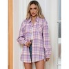 MISSKY Womens Fashion Plaid Flannel Jacket Casual Long Sleeve Button Collared Neck Oversized Shirts - 3 of 4