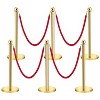 Velvet Ropes and Posts, 5 ft Red Velvet Rope Crowd Control Barriers Gold Stanchions Post for Red Carpet, Parties, Wedding, Exhibition - 4 of 4