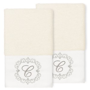 Linum Home Textiles 100% Turkish Cotton MONICA 2PC Embellished Hand Towel Set - 1 of 1