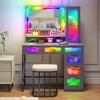 Vlsrka RGB Vanity Desk with Sliding Mirror and LED Lights - 3 of 4