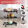 3 Tier Portable Collapsible Service Cart, Foldable Rolling Utility Cart with 360¡ã Swivel Wheels, 2 Brakes, for Home Office Garage, Grey - 4 of 4
