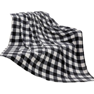 Itopfox Plaid Fleece Throw Blanket for Couch, Black & White Checkered Flannel Blanket, Cozy & Soft Buffalo Plaid Decor Blanket for Women, Men - 1 of 4