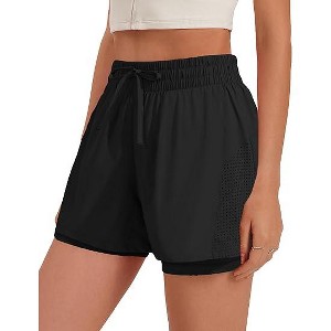 Pinspark womens High Waisted Quick Dry Gym Shorts with Pocket - 1 of 4
