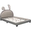 Modern Full Size Rabbit Desig Platform Bed, Grey PU Leather Upholstered Kids Bed Frame, 250LBS Weight Capacity, No Box Spring Needed - 4 of 4