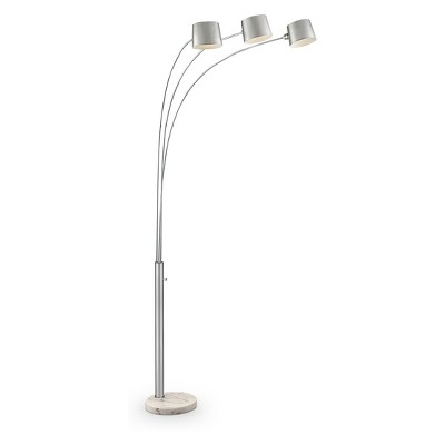 81" Traditional Metal Arc Floor Lamp with 3 Adjustable Arms (Includes CFL Light Bulb) Silver - Ore International