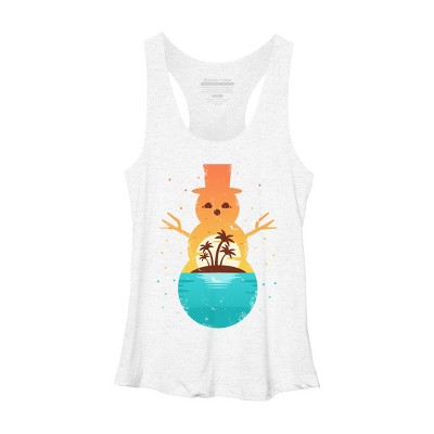 Women's Design By Humans Christmas in July Snowman Sunset By destiny29 Racerback Tank Top