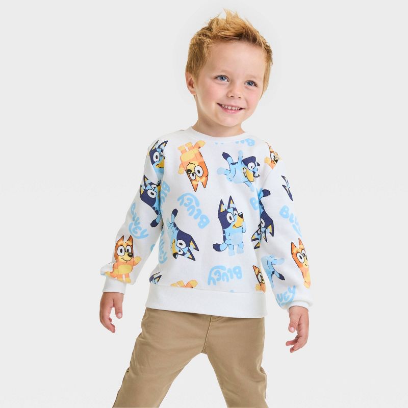Toddler Boys&#39; Bluey Printed Pullover Sweatshirt - Cream, 1 of 10