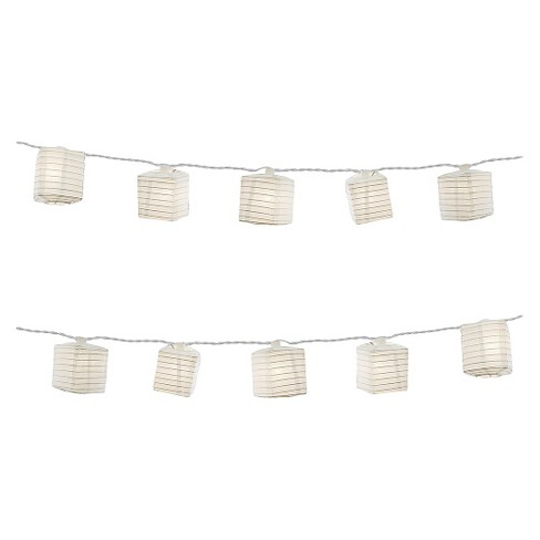 Cara Nylon Lantern String Lights, White, Strand of 10