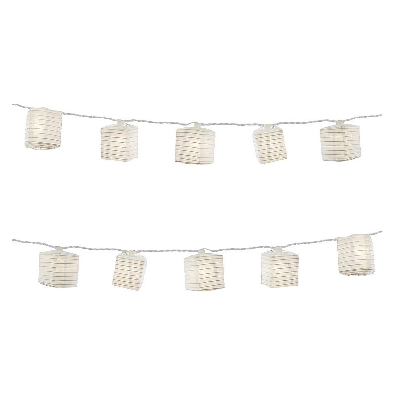 10ct 2.5&#34;x7&#39; Square Electric String Lights with Nylon LED Lanterns White, 1 of 4