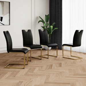 DOMETOUR Modern Dining Chairs with Faux Leather Padded Seat with Chrome Metal Legs for Kitchen Dining Room Set of 4 - 1 of 4